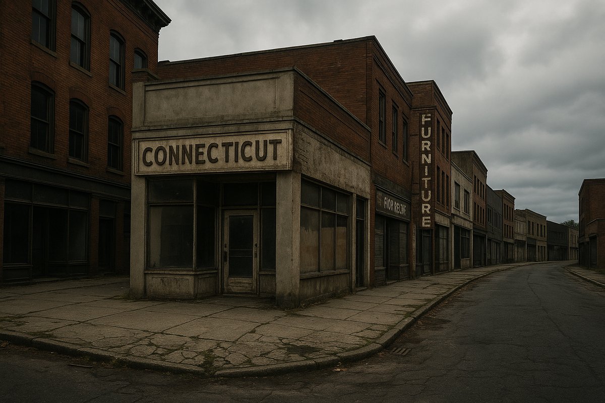 Empty downtown street in Connecticut